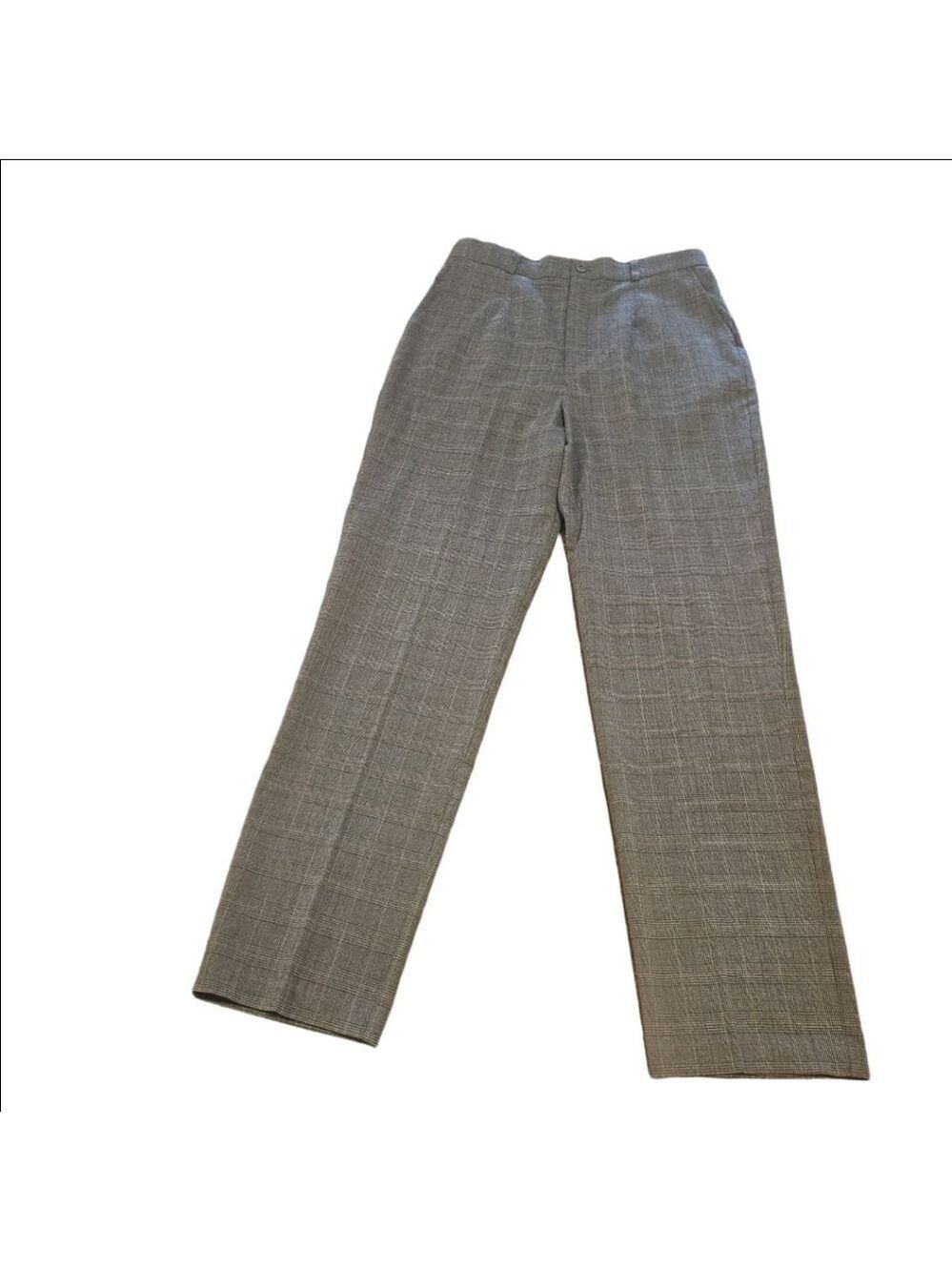 Women's Tribal Stretch Grey Red Plaid Trousers Size 12